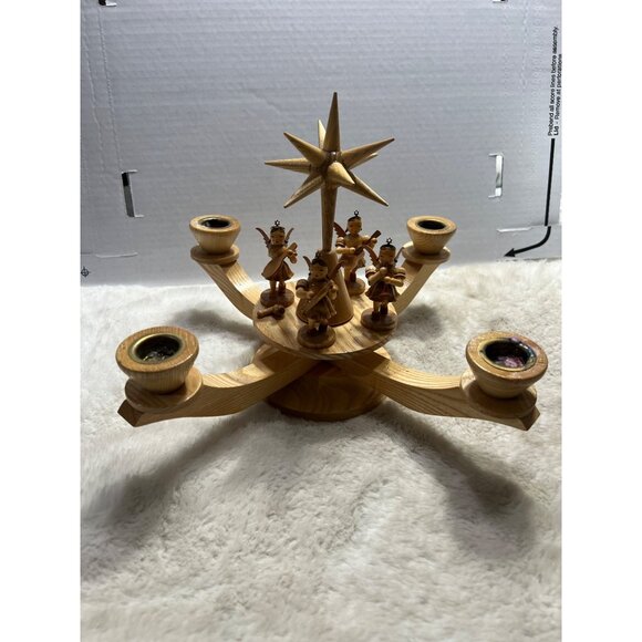 Alvin Preissler German w/standing angels Advent Candlelabrum with tealight natur - Picture 12 of 16